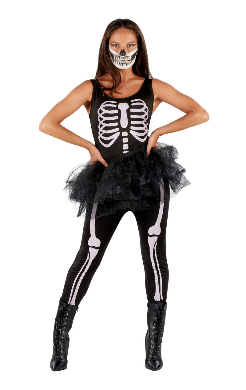 Womens Skeleton Jumpsuit Costume