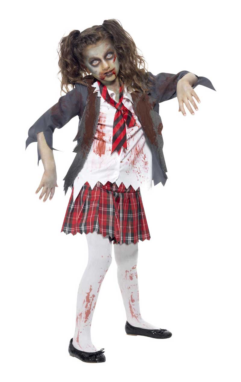 Girls Zombie Schoolgirl Halloween Costume