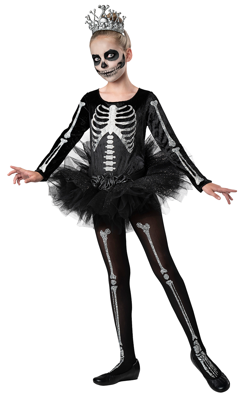 Girls Skeleton Ballerina Halloween Costume