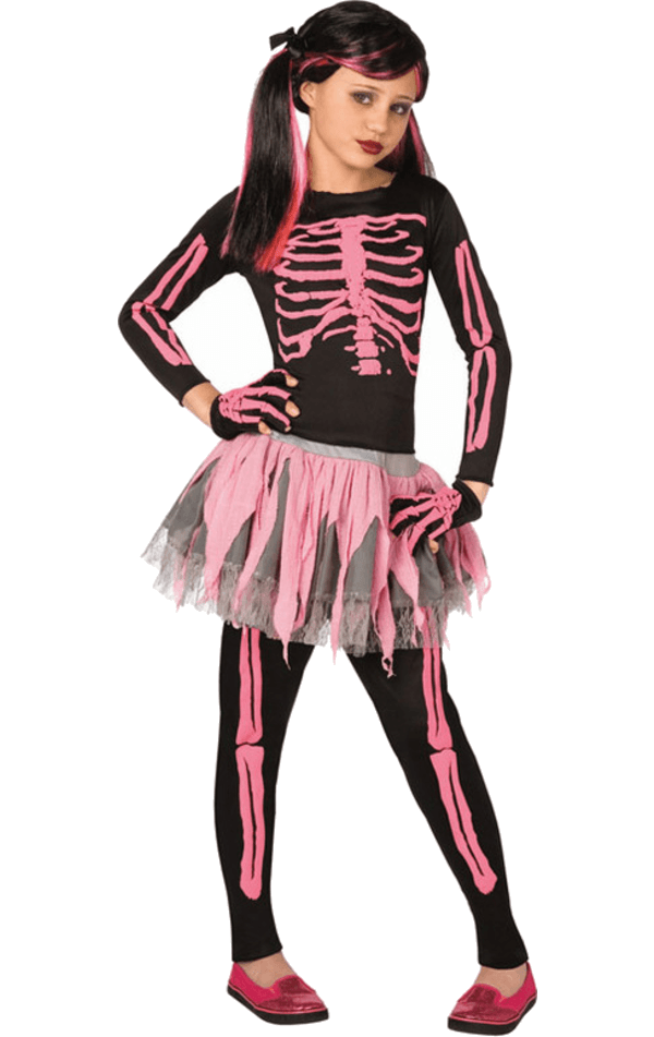 Childrens Pink Skeleton Costume