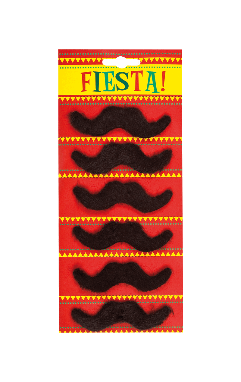 6 Pack Black Mexican Moustaches