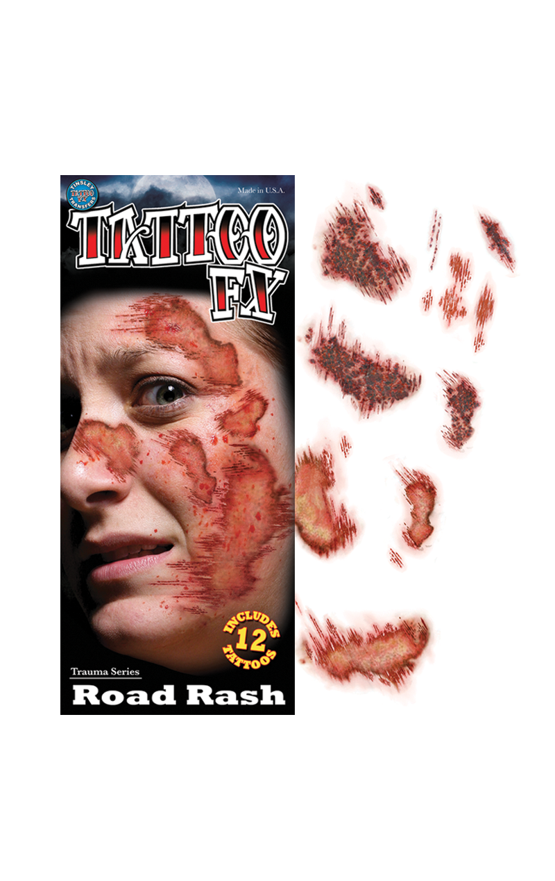 Road Rash Temporary Tattoos Accessory