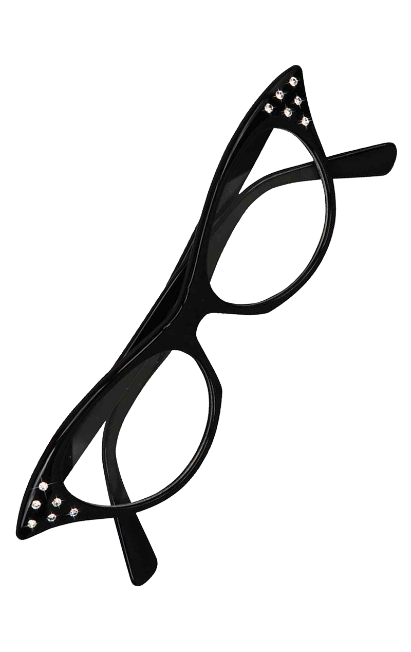 50s Rhinestone Glasses in Black