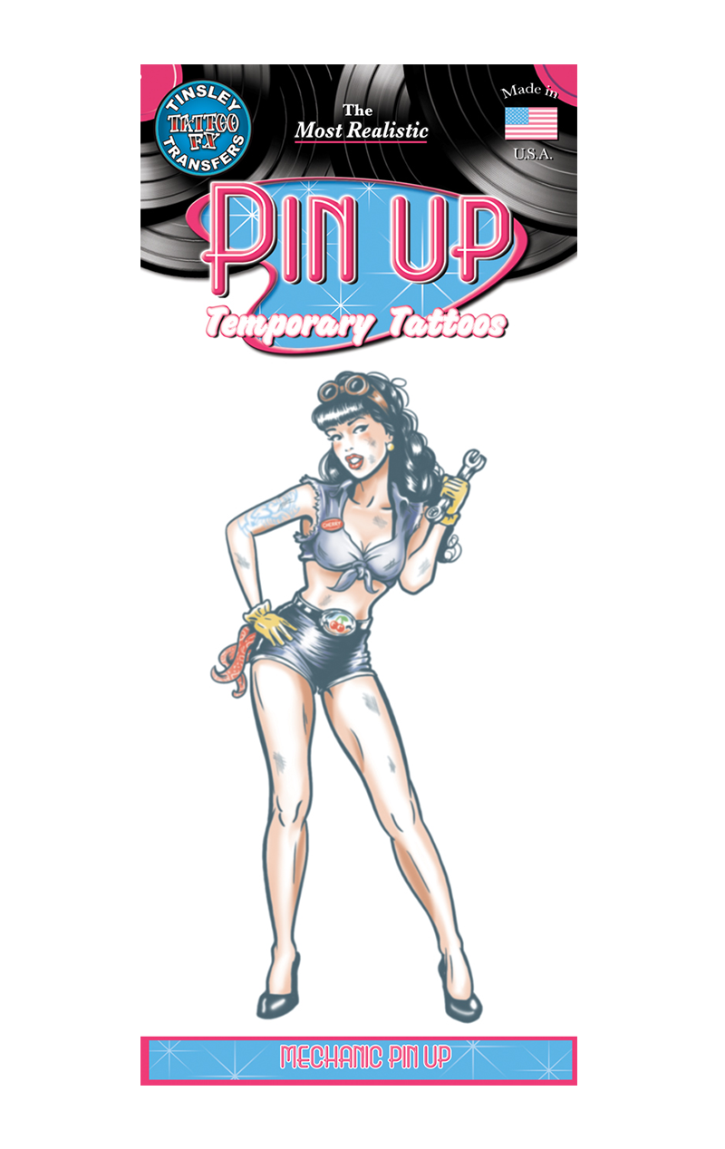 Mechanic Pin Up Tattoo Transfer