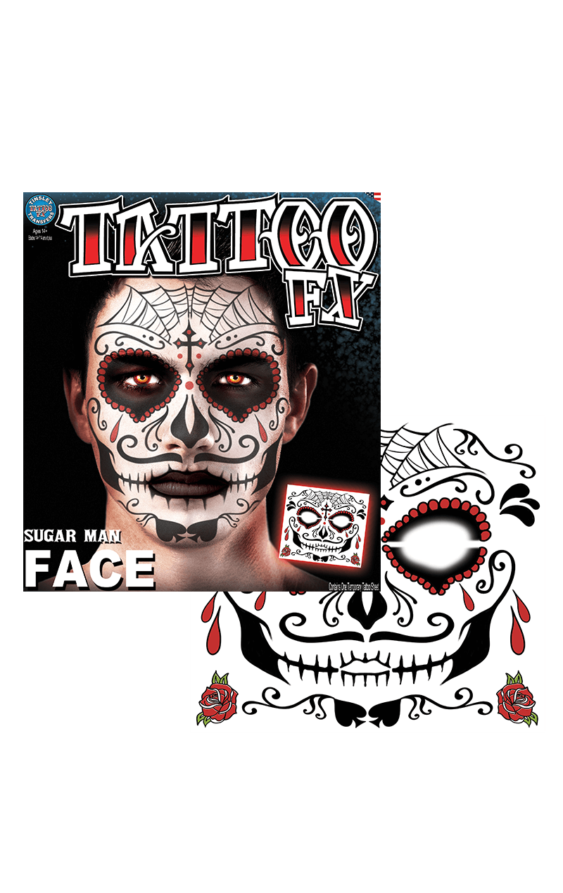 Day of the Dead Face Tattoo Transfer
