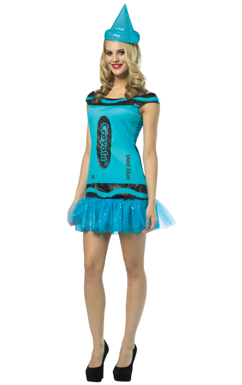 Adult Blue Glitter Crayola Costume