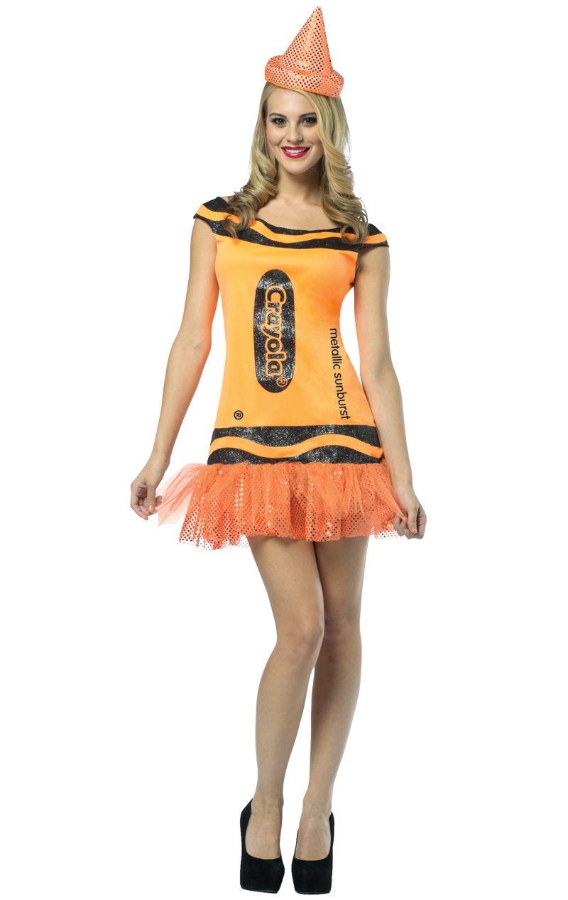 Adult Orange Glitter Crayola Costume