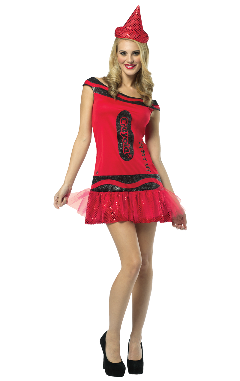 Adult Red Glitter Crayola Costume