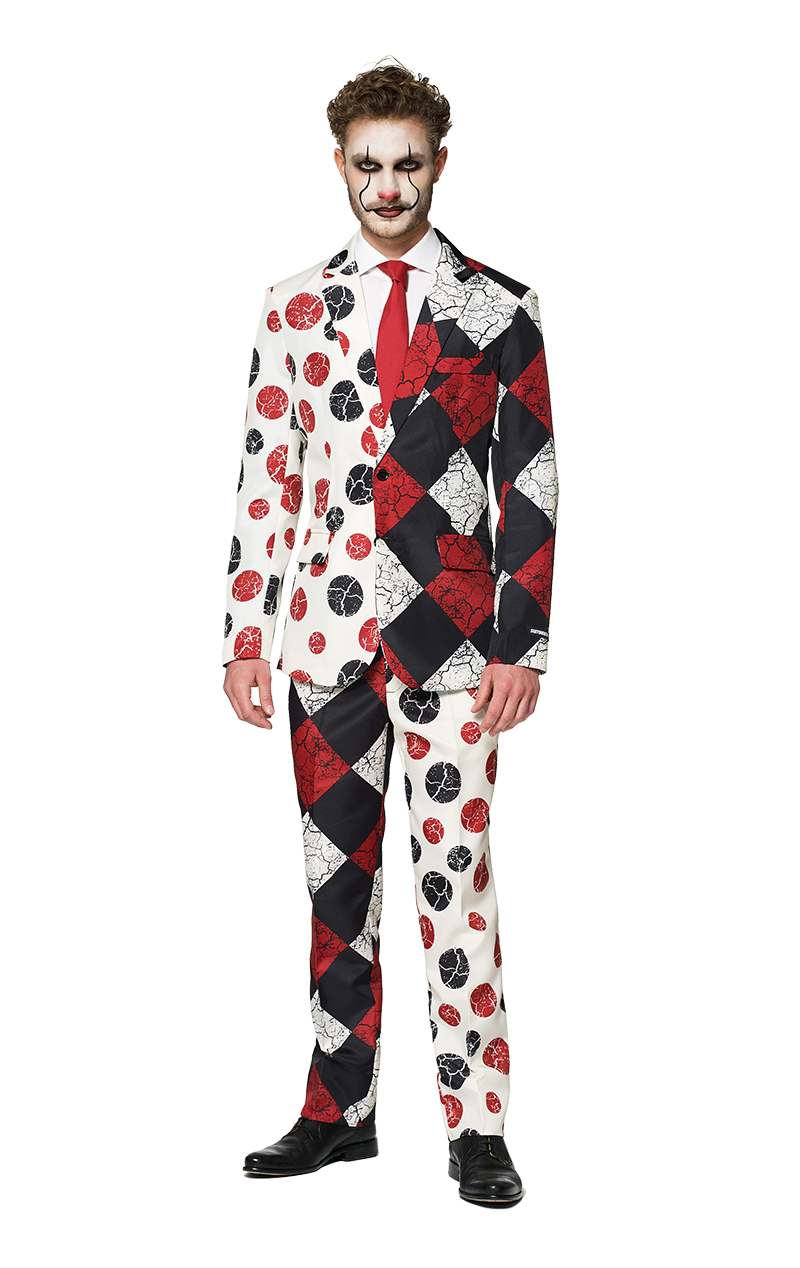 Mens Vintage Clown Halloween Suit Costume