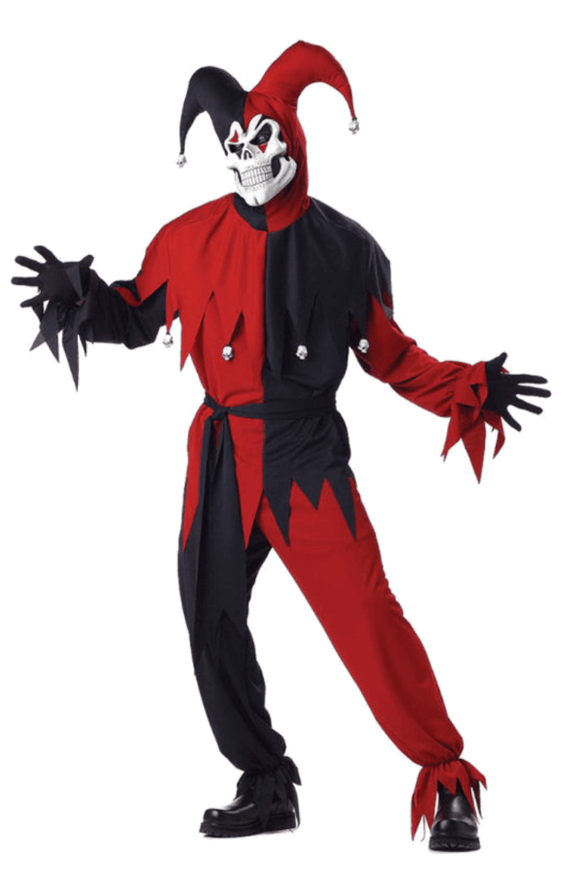 Adult Red and Black Evil Jester Costume
