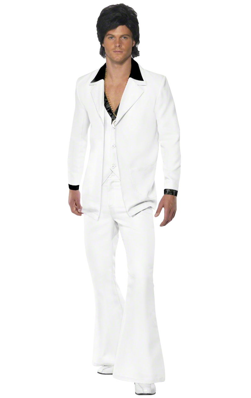 Mens 1970s White Disco Suit Costume
