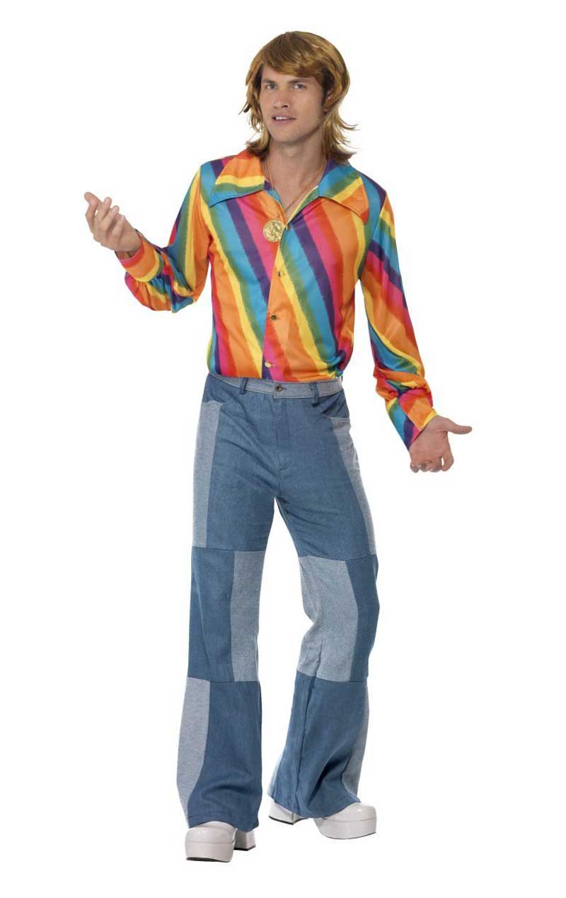 Mens 1970s Rainbow Colour Shirt