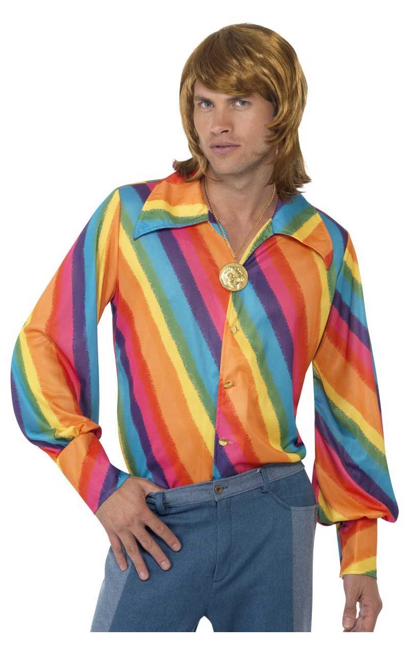 Mens 1970s Rainbow Colour Shirt