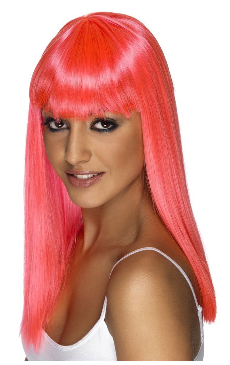 Adult Glamourama Wig NEON PINK - Joke.co.uk