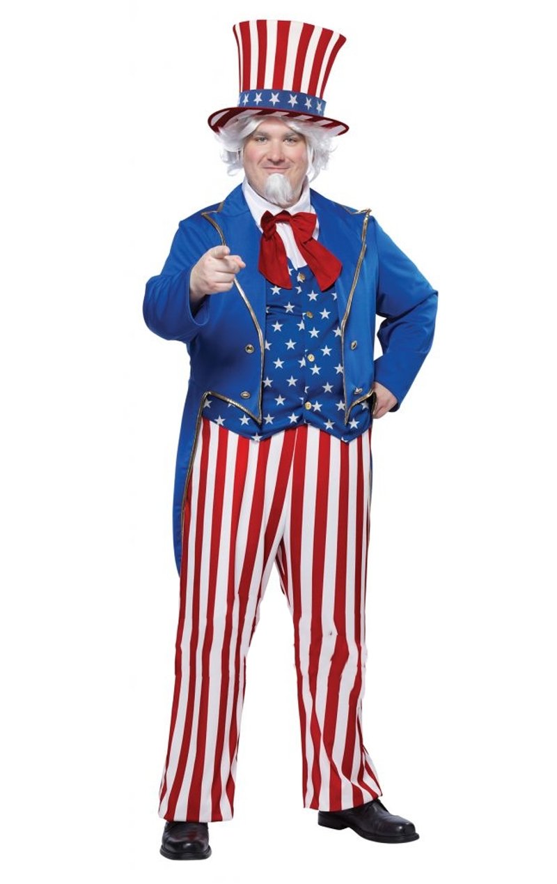 Adult Uncle Sam Plus Size Costume - Joke.co.uk