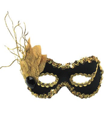 Black and Gold Masquerade Facepiece - Joke.co.uk
