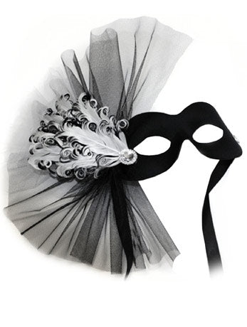 Black & White Masquerade Facepiece - Joke.co.uk