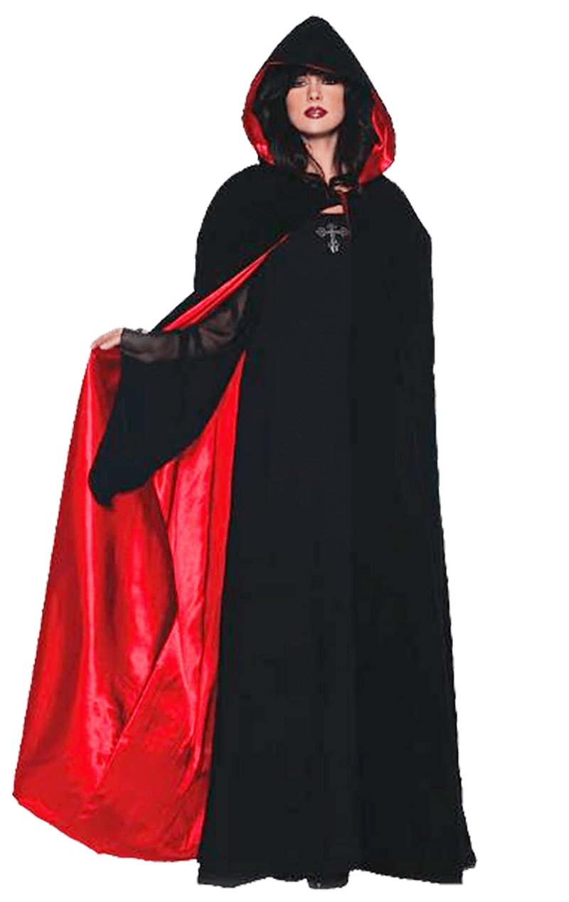 Black/Red Deluxe Velvet Cape - Joke.co.uk