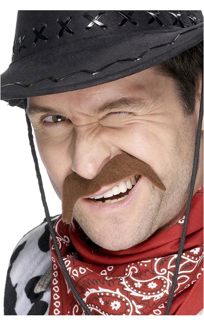 Brown Cowboy Moustache - Joke.co.uk