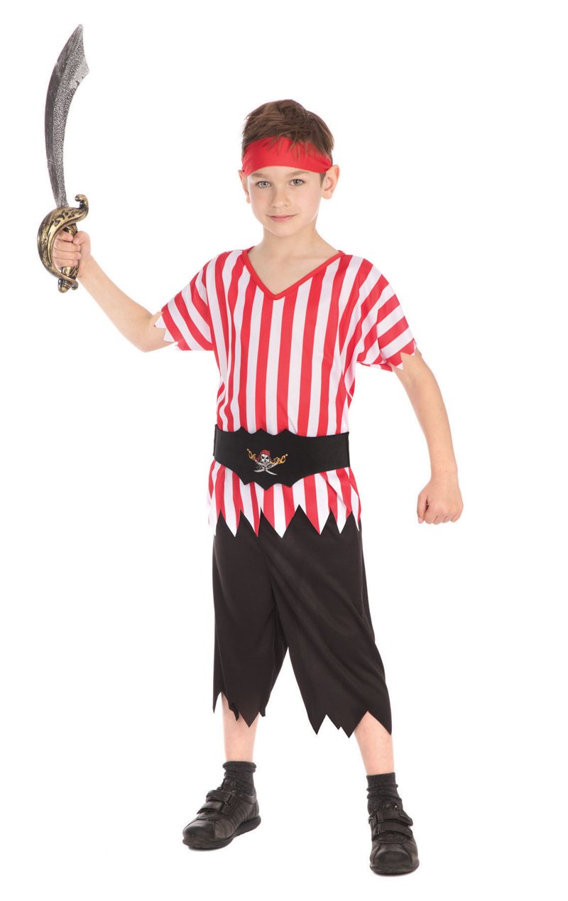 Childrens Striped Pirate Boy Costume - Joke.co.uk
