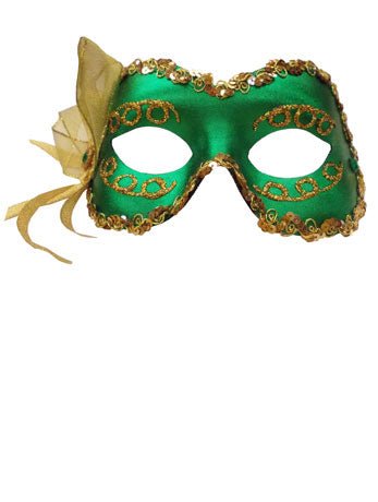Green And Gold Masquerade Mask - Joke.co.uk