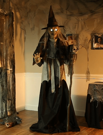 Lunging Witch Animated Halloween Decoration - Joke.co.uk