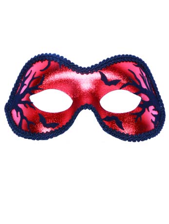 Red Masquerade Facepiece with Bats Accessory - Joke.co.uk