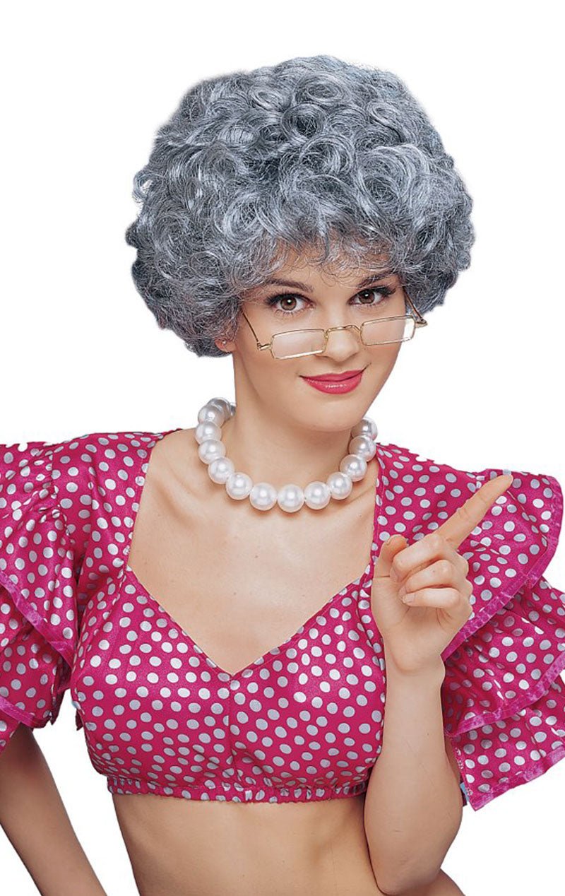 Short grey Granny Wig Accessory - Joke.co.uk