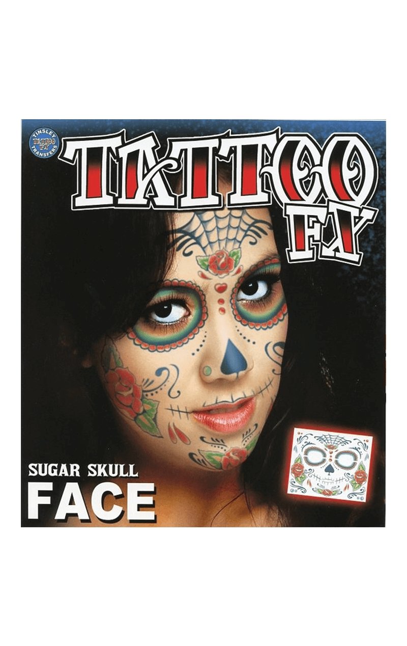 Sugar Skull Face Tattoo - Joke.co.uk