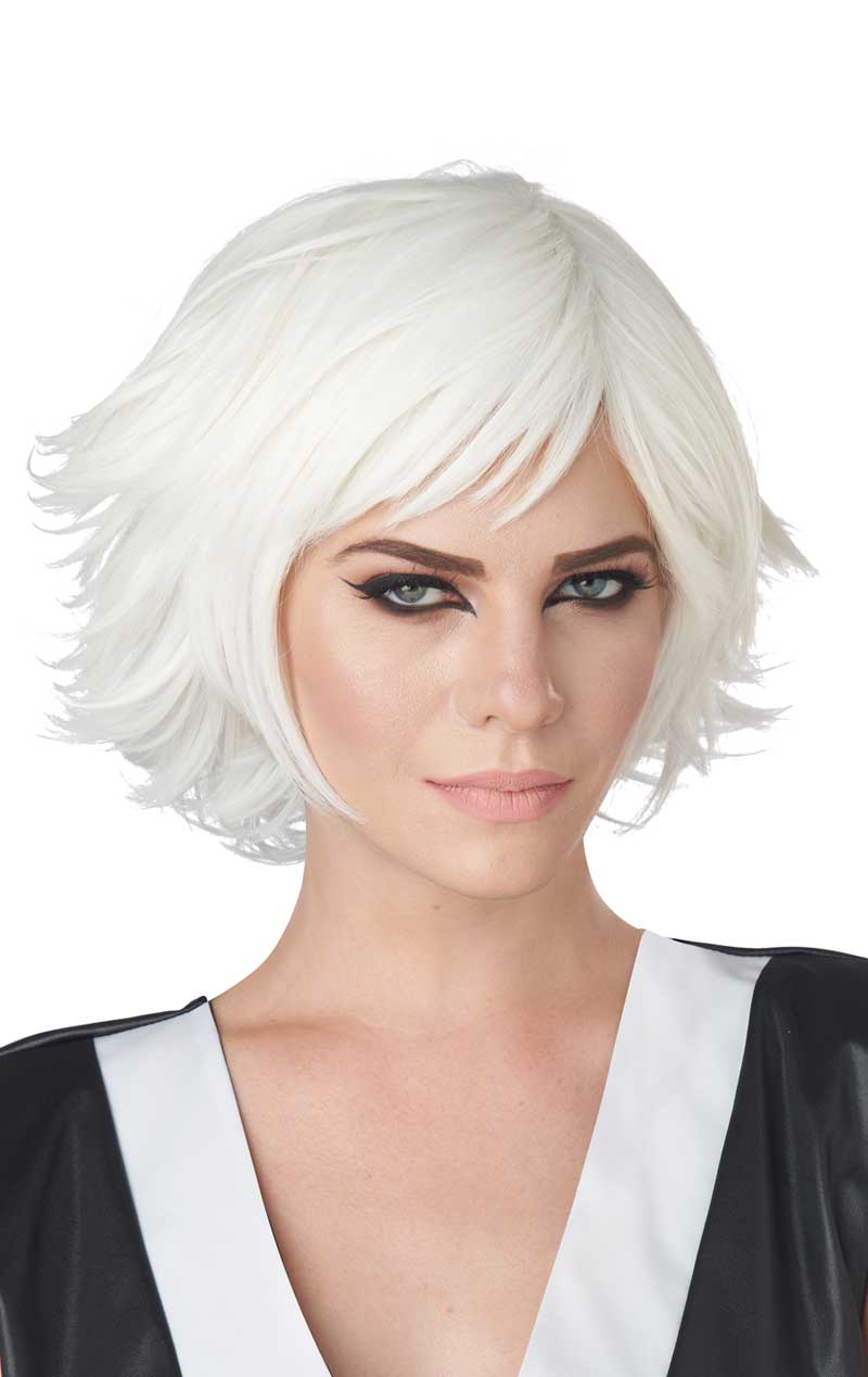 Unisex White Feathered Cosplay Wig - Joke.co.uk