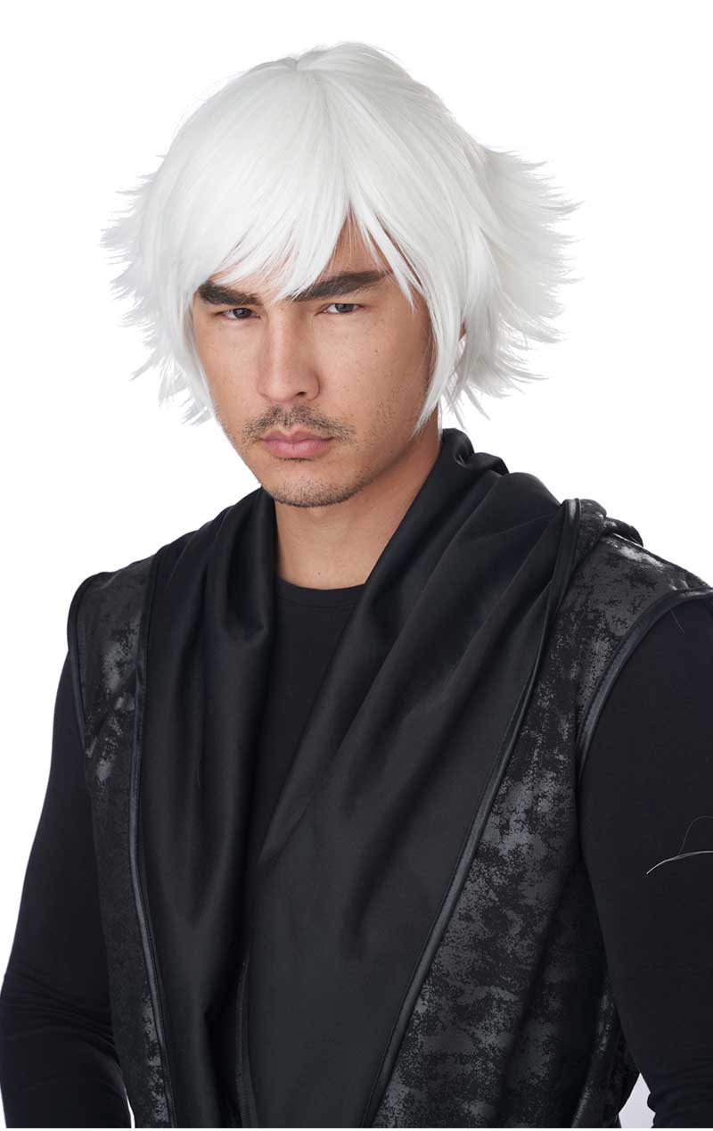 Unisex White Feathered Cosplay Wig - Joke.co.uk