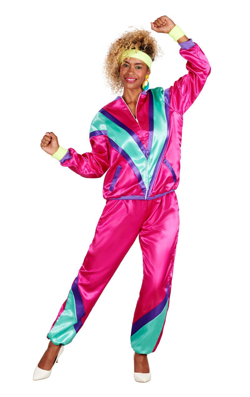 Womens 80s Pink Shellsuit Costume - Joke.co.uk