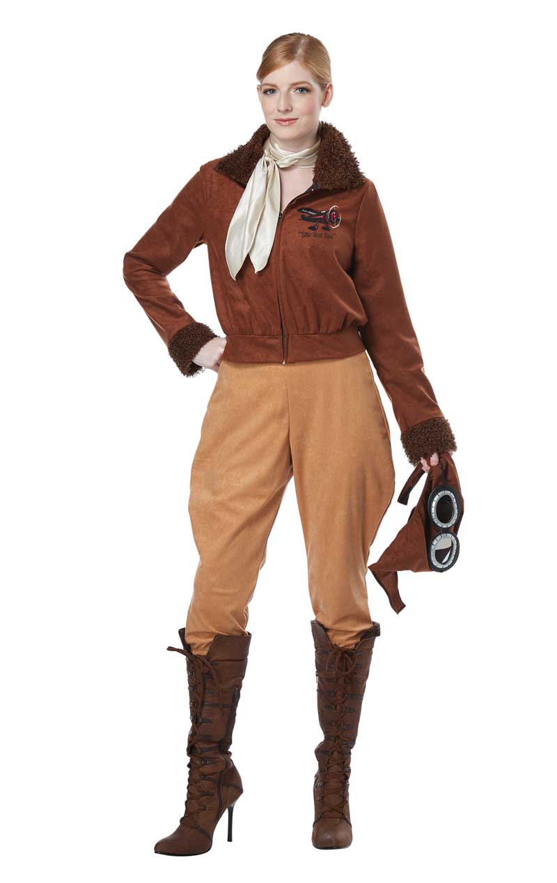 Womens Amelia Earhart Aviator Costume - Joke.co.uk