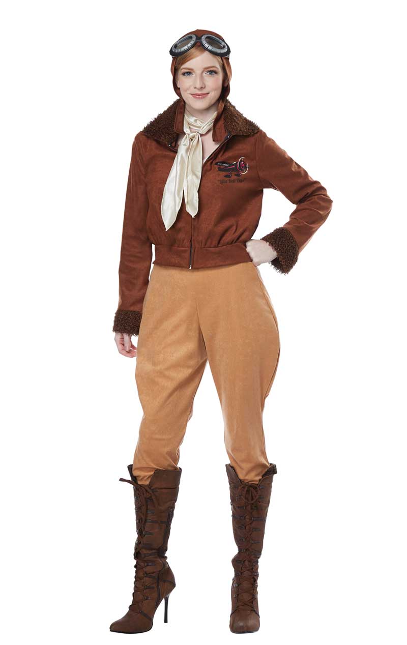 Womens Amelia Earhart Aviator Costume - Joke.co.uk