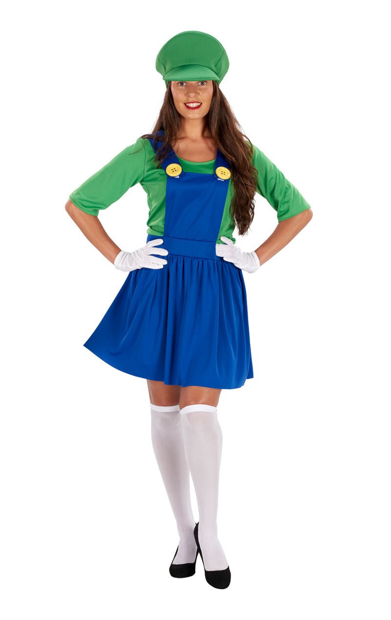 Womens Green Italian Plumber Dress - Joke.co.uk