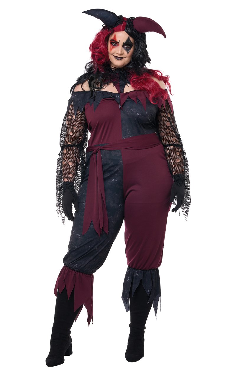 Womens Psycho Jester Plus Size Costume - Joke.co.uk