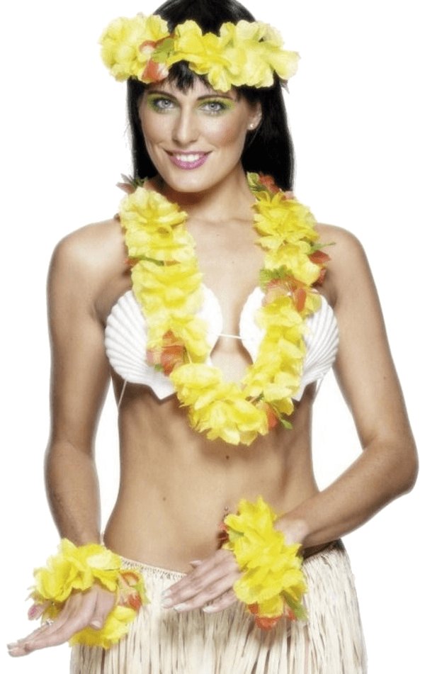 Yellow Hawaiian Leis Accessory Set - Joke.co.uk